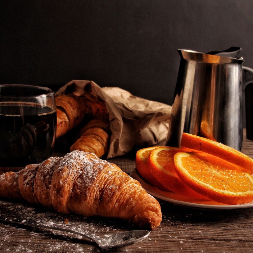 Croissant and Americano coffee